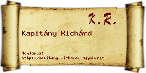 Kapitány Richárd névjegykártya